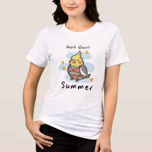 Hot Gurl Summer Cute Cockatiel Bird Funny Summer D Tri-Blend Shirt