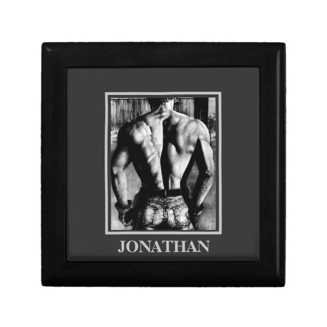Hot Guy Best Back Personalized Fine Art Sketch Gift Box (Front)