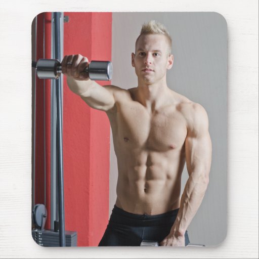 Hot Guy Blond Sexy Shirtless Muscle Man Works Out Mouse Pad