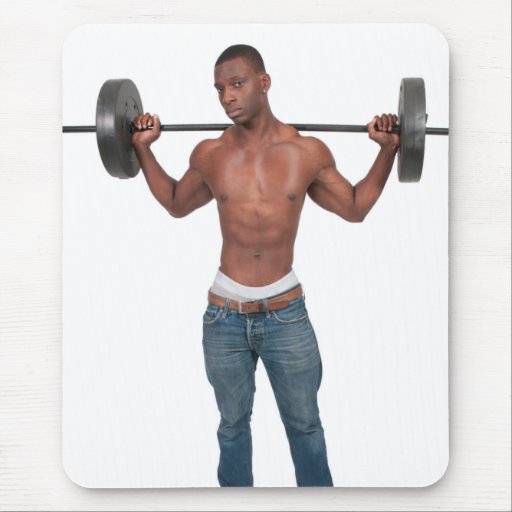 Hot Guy In Jeans Lifts Weights Sexy Shirtless Stud Mouse Pad