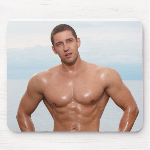 Hot Guy In Ocean Sexy Shirtless Muscle Man Hunk Mouse Pad