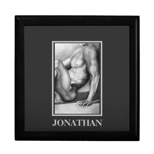 Hot Guy in Sauna - Personalized Fine Art Sketch Gift Box (Front)