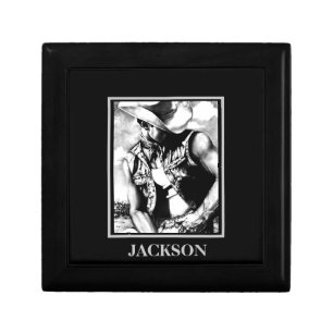 Hot Guy in the Wind B & W Sketch - Personalized  Gift Box