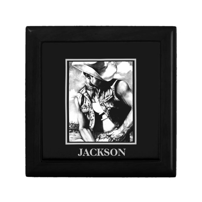 Hot Guy in the Wind B & W Sketch - Personalized  Gift Box (Front)