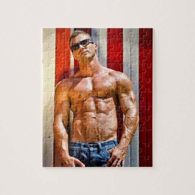 Hot Guy Muscled Chest Sexy Shirtless Man Hunk Jigsaw Puzzle (Vertical)