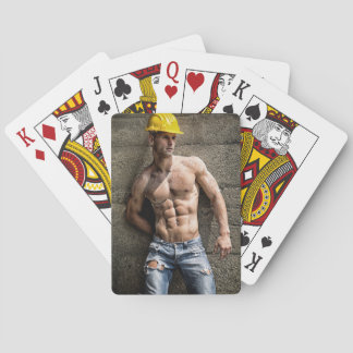Hot Guy Perfect Abs Construction Worker Sexy Dude Poker Cards