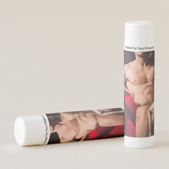 Hot Guy Poses Sexy Shirtless Santa Outfit Lip Balm (Front)