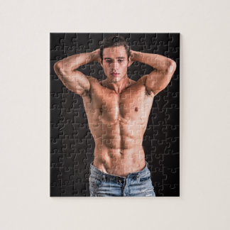 Hot Guy Sexy Man Shirtless Stud Blue Jeans Jigsaw Puzzle