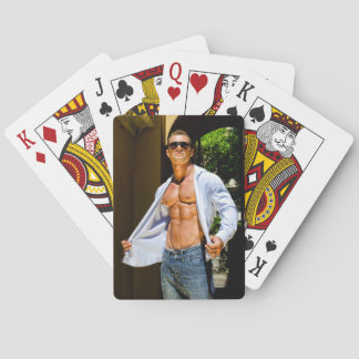 Hot Guy Sexy Muscle Man Open Shirt Hunk Poker Cards