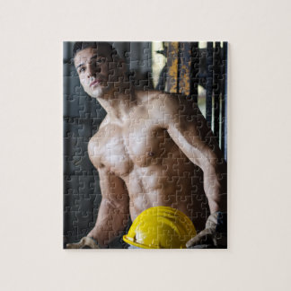 Hot Guy Sexy Shirtless Hunky Construction Worker Jigsaw Puzzle
