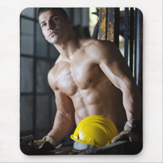 Hot Guy Sexy Shirtless Hunky Construction Worker Mouse Pad