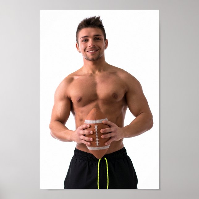Hot Guy Sexy Shirtless Muscle Football Stud Hunk Poster (Front)