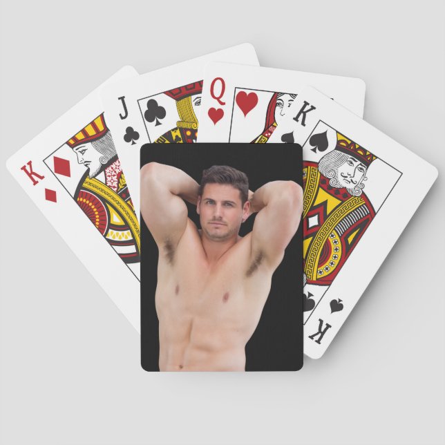 Hot Guy Sexy Shirtless Muscle Man Bodybuilder  Pla Poker Cards (Back)