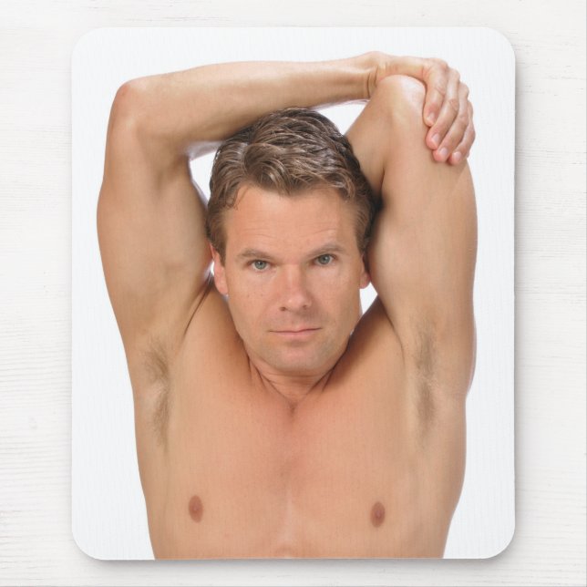 Hot Guy Sexy Shirtless Muscle Man Hunk Stretches Mouse Pad (Front)