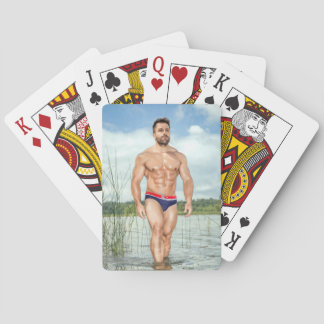 Hot Guy Sexy Shirtless Muscle Man Hunk Walks Water Poker Cards