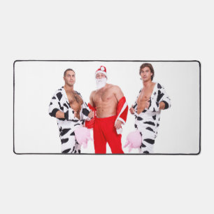 Hot Guys Muscular Men Santa Outfit Funny Christmas Desk Mat