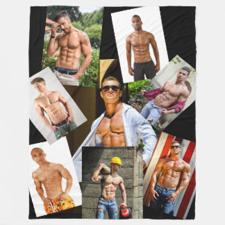 Hot Guys Sexy Studs Shirtless Guys Abs Collage Fleece Blanket
