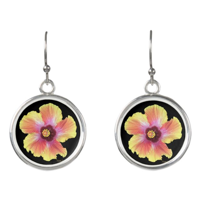 Hot Hibiscus Night Earrings (Front)