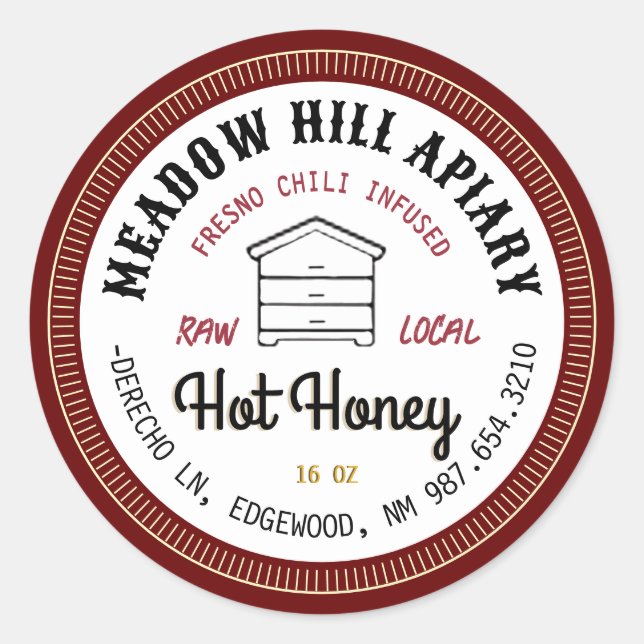 Hot Honey Label Fresno Chili Infused Red Border (Front)