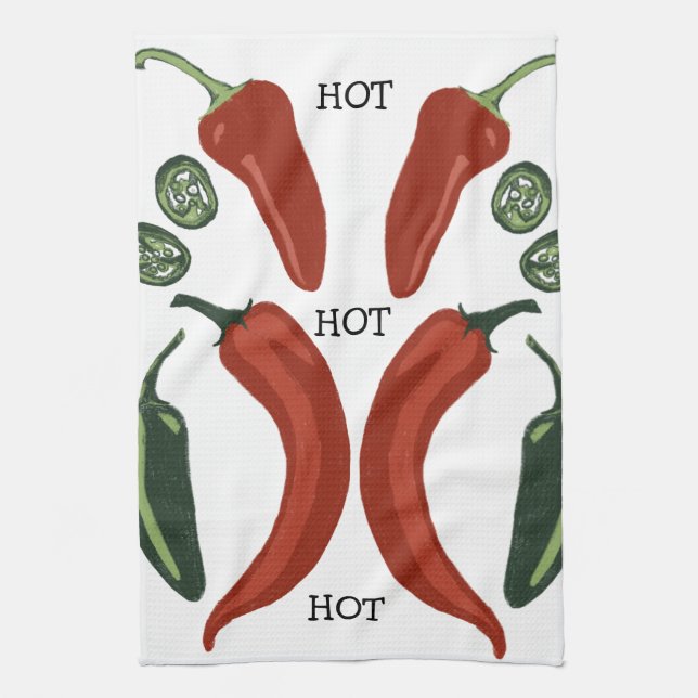 HOT HOT HOT Spicy chiles jalapeno Kitchen Towel (Vertical)