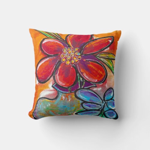 Hot House Flowers Throw Pillow