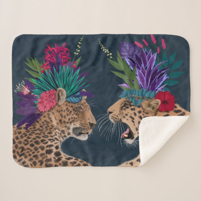 Hot House Leopards | A Couple Sherpa Blanket (Front (Horizontal))