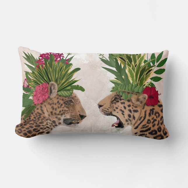 Hot House Leopards | A Pair Lumbar Pillow (Front)