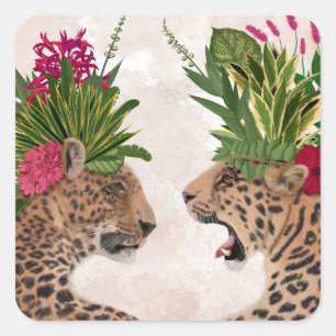 Hot House Leopards A Pair Square Sticker