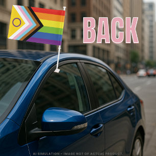 Hot Intersex Inclusive Progress Pride Month LGBTQ+ Car Flag