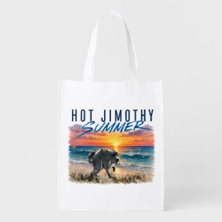 Hot Jimothy Summer Funny Raccoon Beach Vintage Grocery Bag