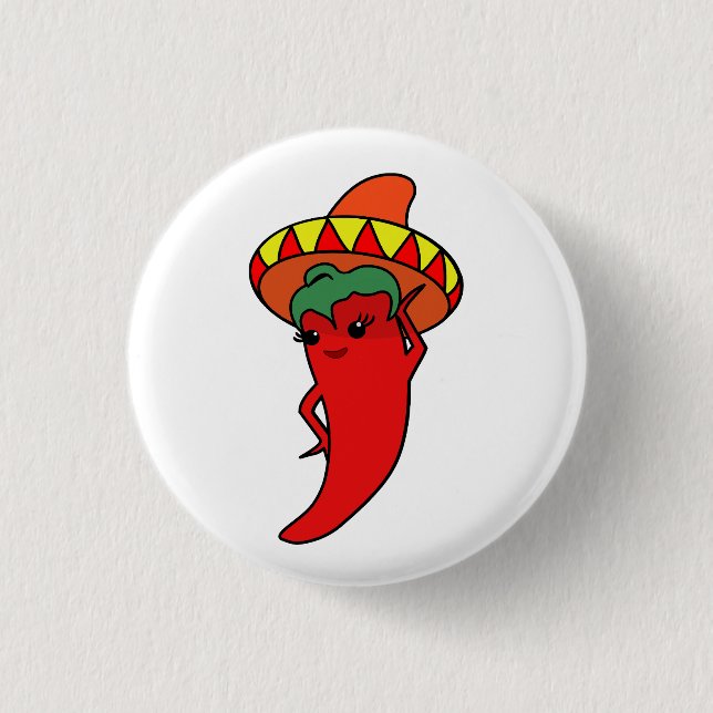 Hot Kawaii Pepper Diva Button (Front)