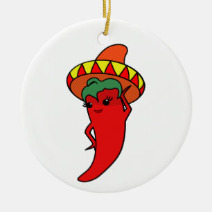 Hot Kawaii Pepper Diva Ceramic Ornament