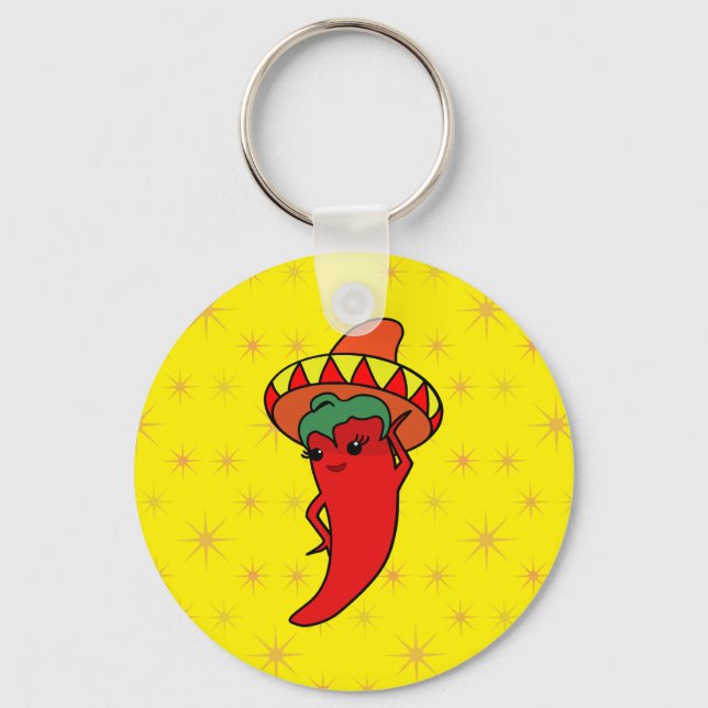 Hot Kawaii Pepper Diva Stars Keychain (Front)