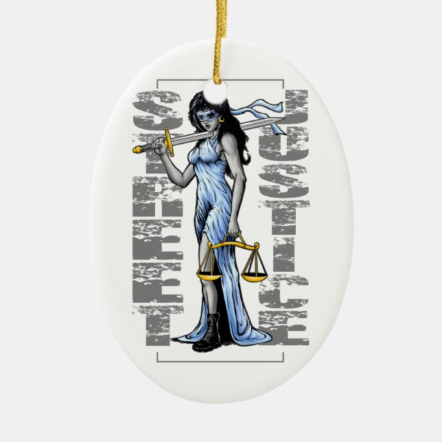 Hot Lady Justice by Street Justice Ceramic Ornament (Front)