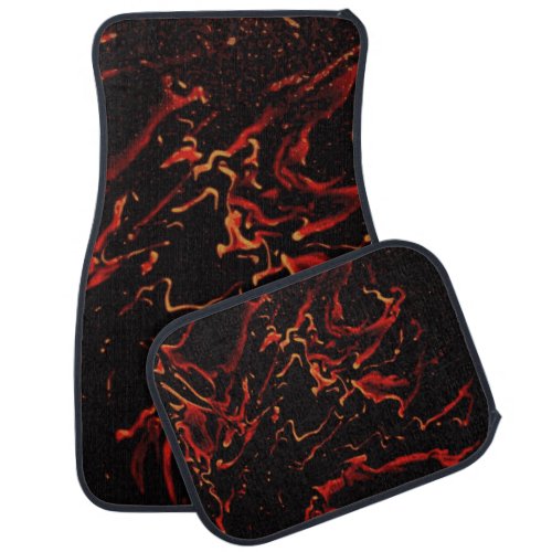 Hot Lava red black gold fire swirls diy customize Car Floor Mat