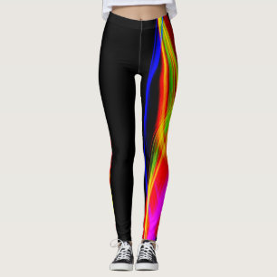 Hot Leggings Black and Colorful Red Orange