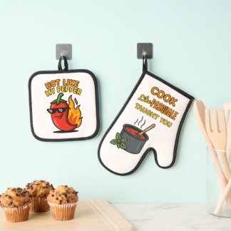 Hot Like My Pepper Ver2 Oven Mitt & Pot Holder Set