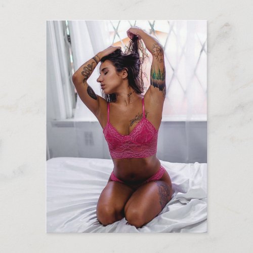 Hot Lingerie Model with Tattoos Postcard
