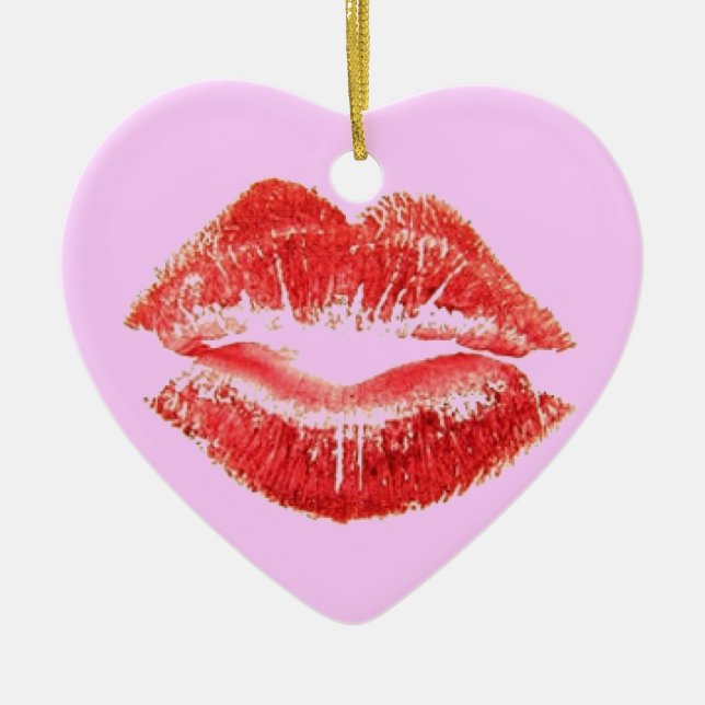 Hot Lips Ceramic Ornament (Front)