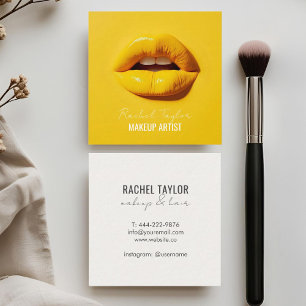 Hot Lips   Cool Yellow Makeup Business Card