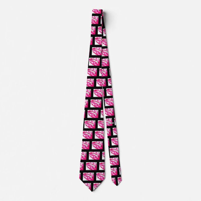 Hot Lips Pink/Black Neck Tie (Front)
