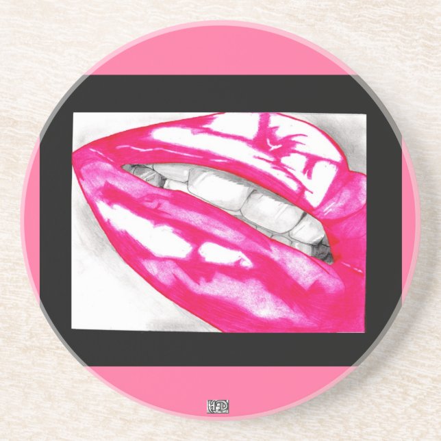 Hot Lips (Pink) Coaster (Front)