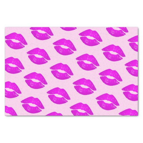 Hot Lips Pink Kiss Lipstick Print Tissue Paper