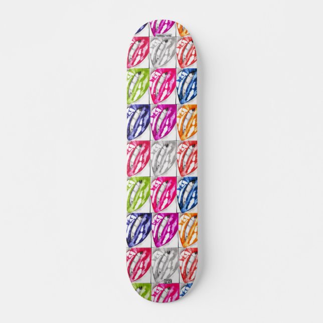 Hot Lips pop art skateboard Deck (Front)