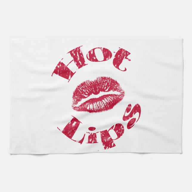 Hot Lips, Red Lips Kitchen Towel (Horizontal)