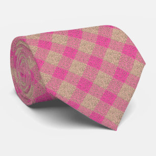Hot Magenta and Gold Checkers Neck Tie
