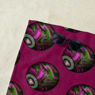 Hot Magenta Lawn Bowls, Beach Towel