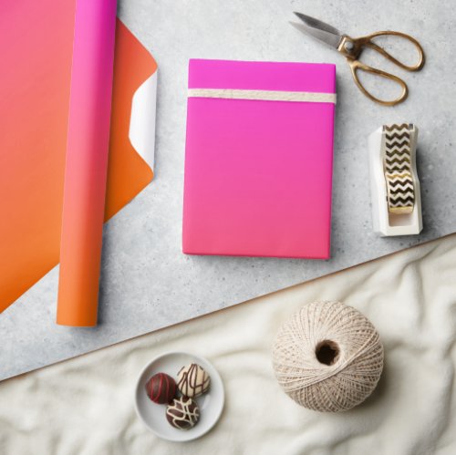 Hot Magenta Pink and Bright Orange Ombre Wrapping Paper