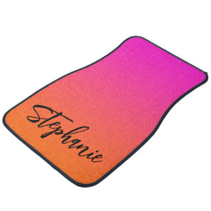 Hot Magenta Pink Bright Orange Ombre Personalized Car Floor Mat