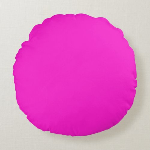 Hot Magenta Solid Color Round Pillow